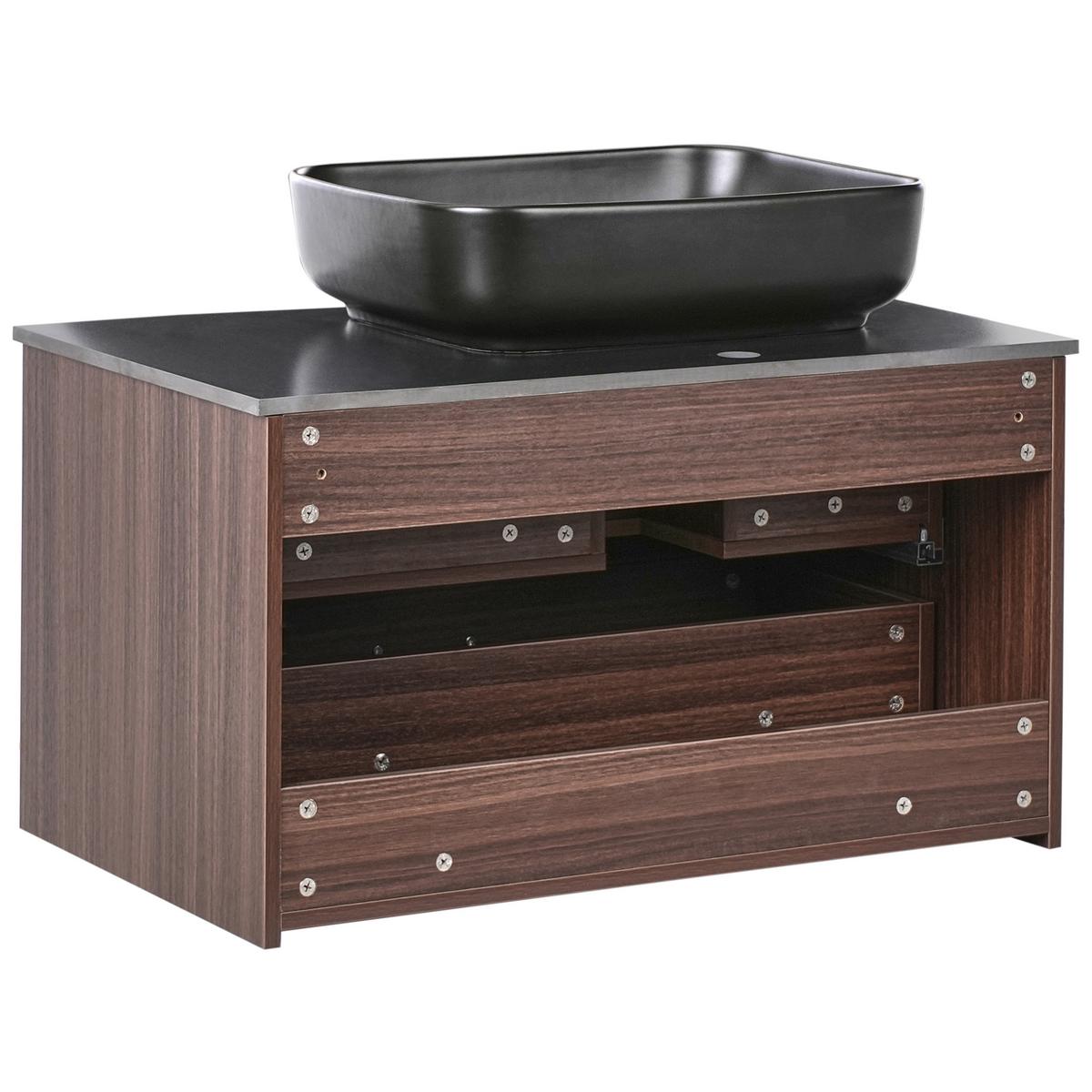 WASCHBECKENUNTERSCHRANK wandmontiertk mit Waschbecken Dunkelbraun Arica - Dunkelbraun, Holzwerkstoff (80/58/50cm) - Beliani