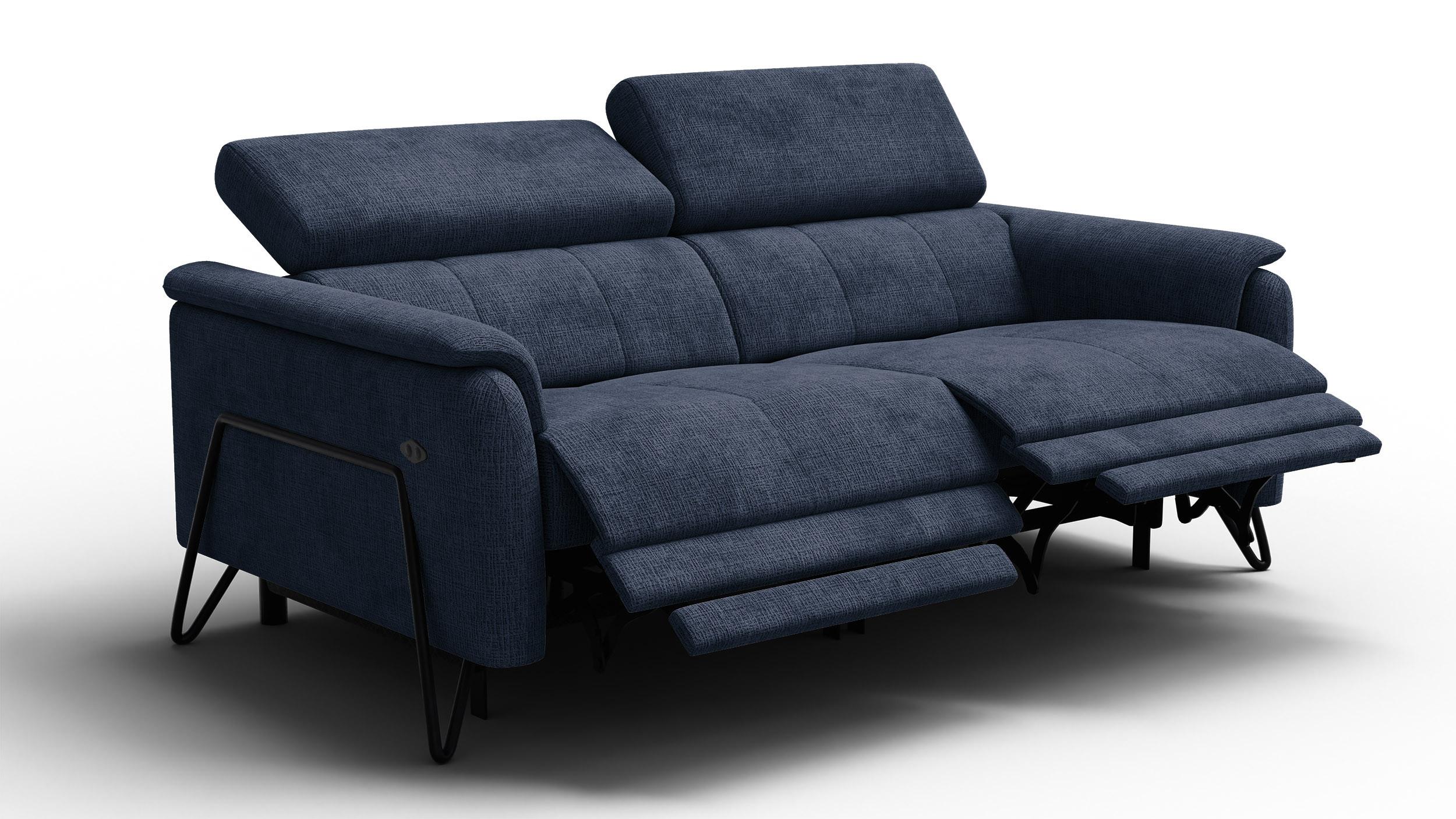 RELAXSOFA RODEN 3-Sitzer, marineblau - Dunkelblau, Holz/Textil (194/82/103cm) - Wozimo