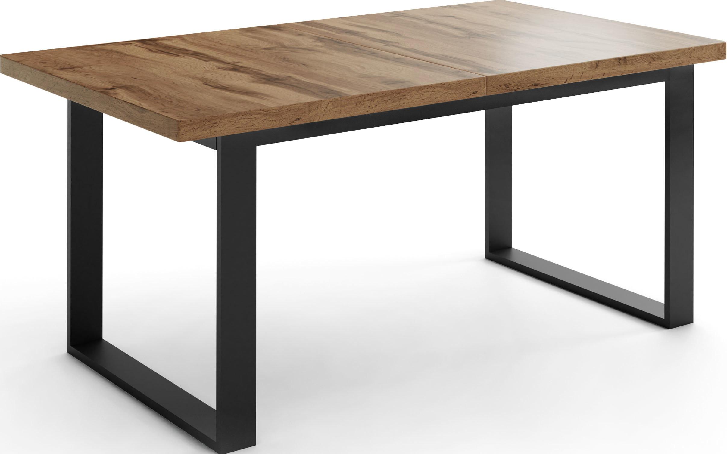 ESSTISCH Valentino rechteckig ausziehbar, Wotan Eiche 140/180/80/75 cm - Eiche Wotan/Schwarz, Holzwerkstoff/Metall (80/180/75cm) - WFL GROUP