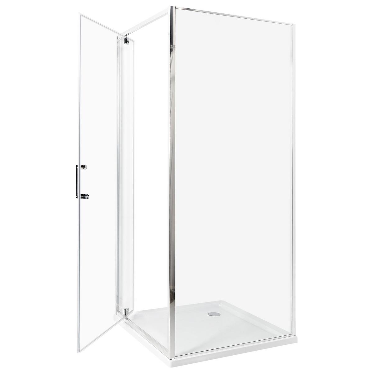 DUSCHKABINE 80/80/185 cm Silber Darli - Transparent/Silberfarben, Glas (80/80/185cm) - Beliani