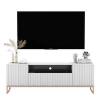TV-SCHRANK Elpis2 Weiß Matt mit Metallrahmen 150 cm - Weiß/Kupferfarben, Holzwerkstoff/Metall (150/51.5/36.5cm) - Meble Lindner