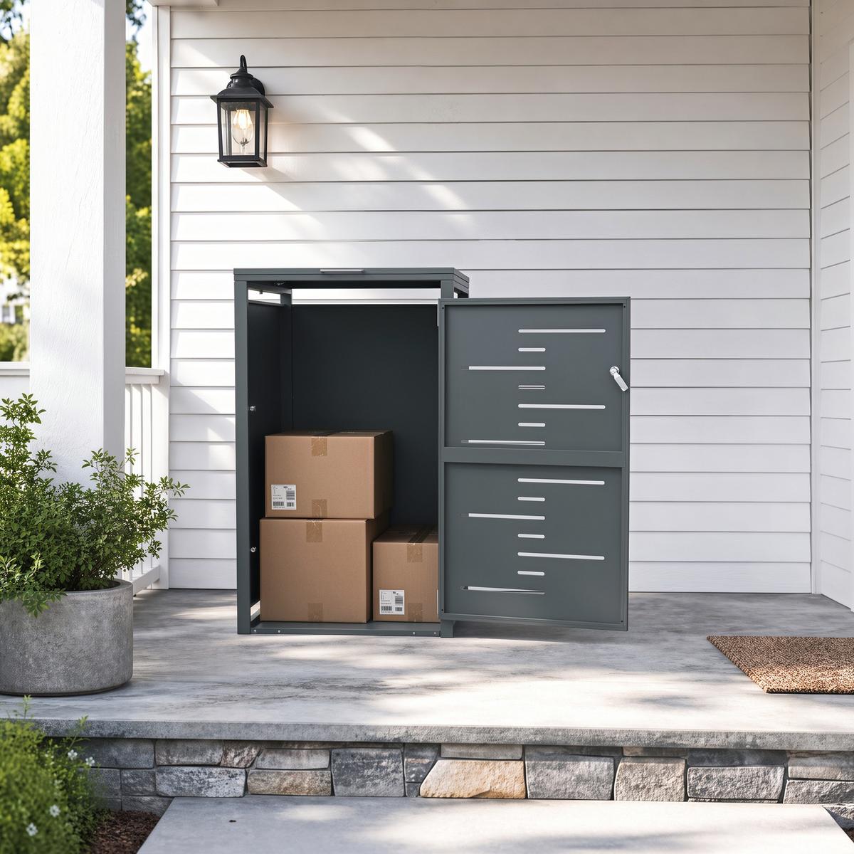 MÜLLTONNENBOX Metall Einzelbox 240 L 69,2×116,2×80,2 cm - Dunkelgrau, Metall (69/116/80cm) - SoBuy