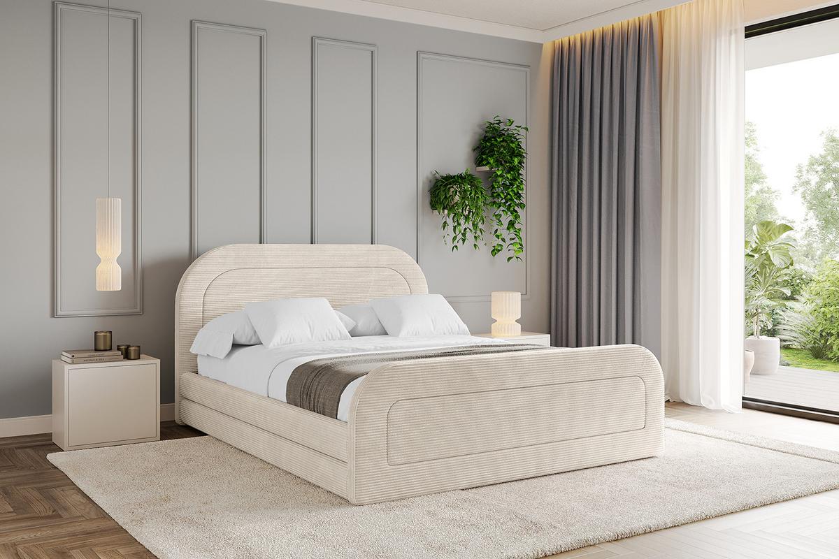 POLSTERBETT mit Bettkasten, Fußteil und Lattenrost, Boxbett ohne Matratze - LERIS-Z 180x200 Beige - Creme, Holzwerkstoff/Textil (180/200cm) - ALTDECOR