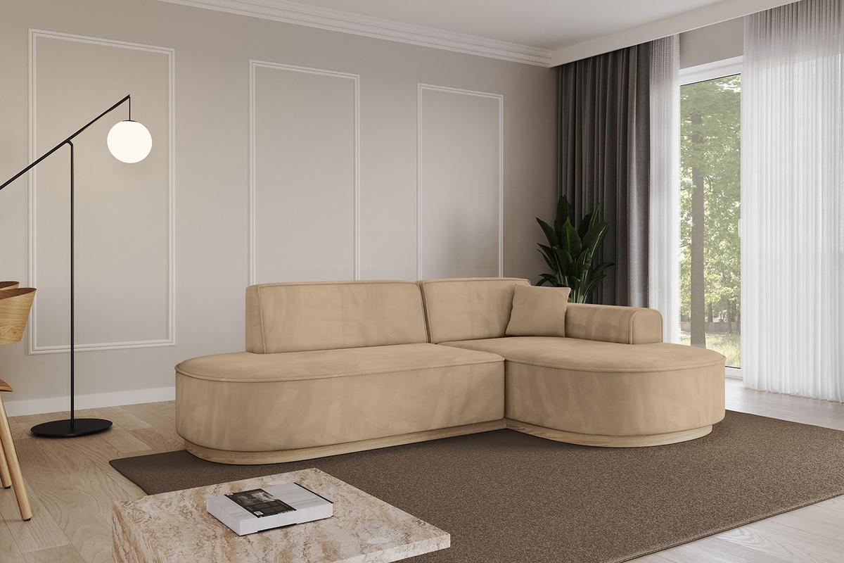 ECKSOFA Ottomane Rechts MARI-L1-v1 - 243x171x83 cm Taupe Velours - Taupe, Holzwerkstoff/Textil (171/243cm) - ALTDECOR