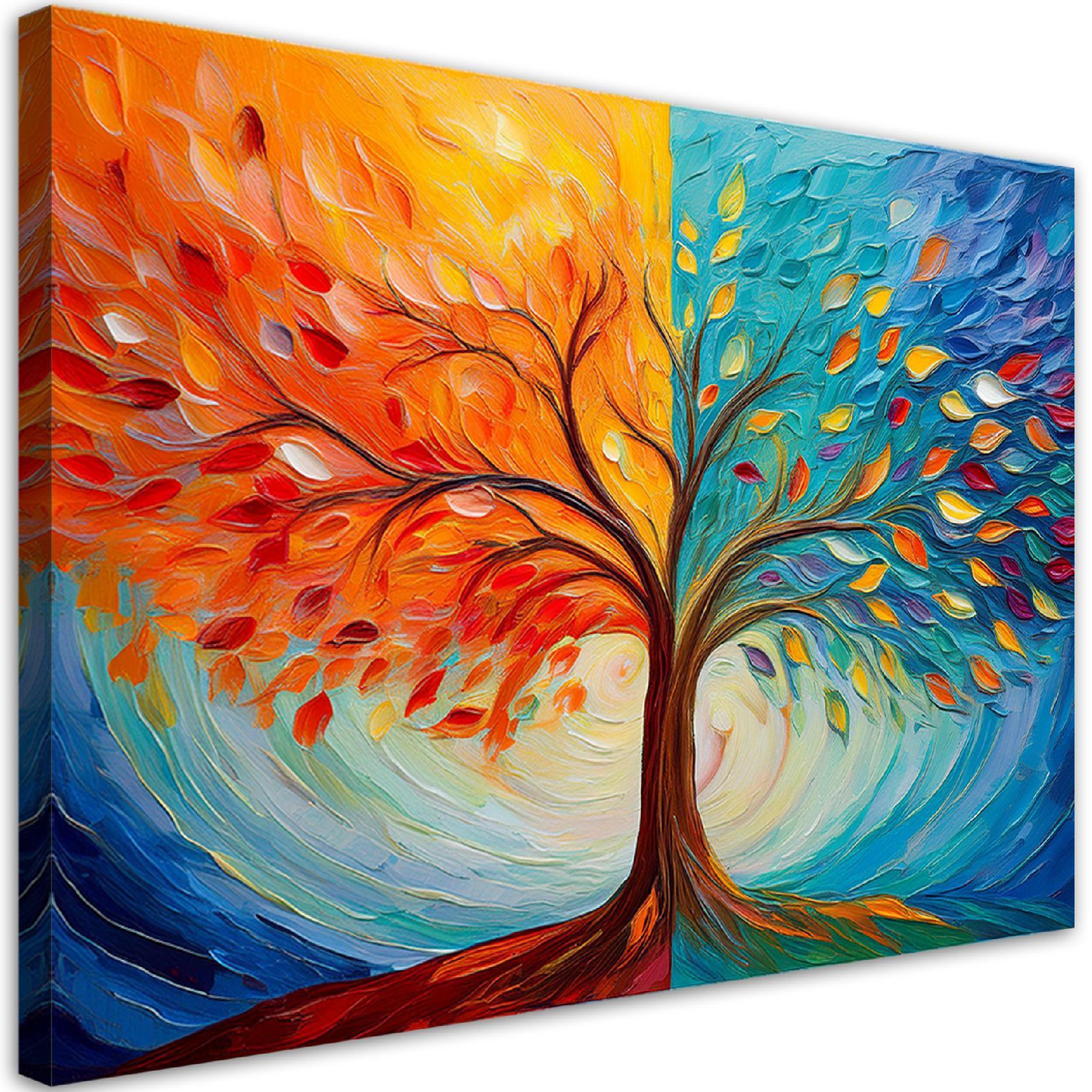 WANDBILD bunter liebesbaum abstraktion - Multicolor, Textil (60/40cm) - Feeby