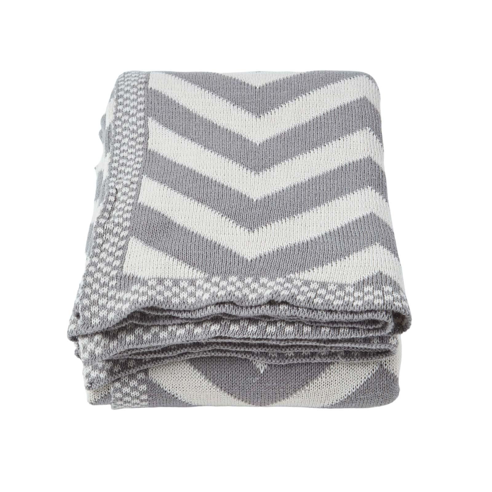 STRICKDECKE 150/200 cm, Zickzack-Muster Baumwolle - Grau, Textil (150/200cm) - Homescapes