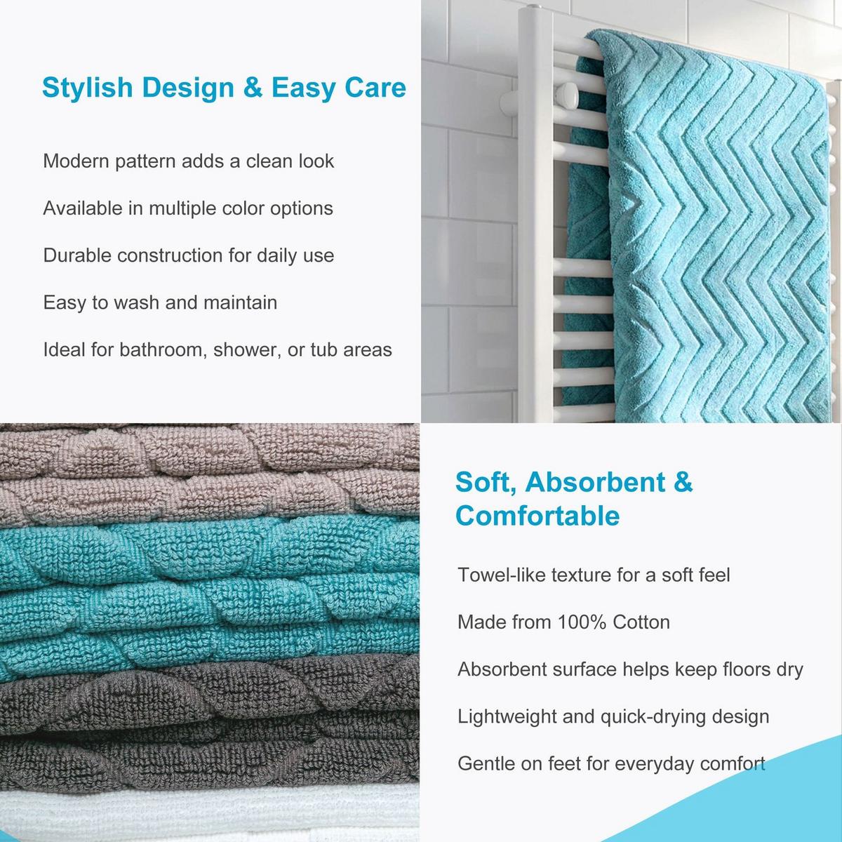 BADEMATTE rutschfest mit Memory-Schaum (Blau) - Blau, Textil (50/80cm) - Intirilife