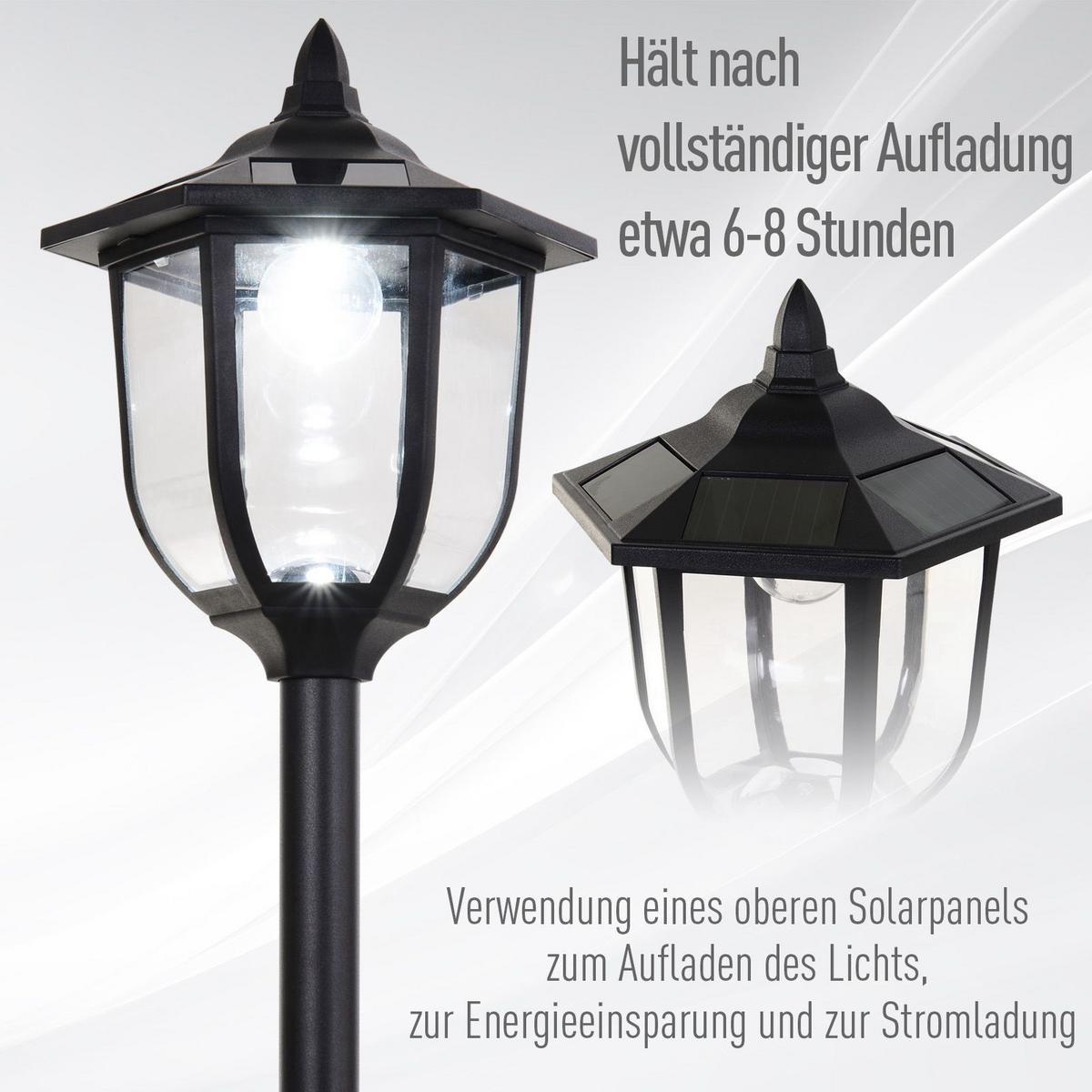 GARTENLATERNE, Schwarz, ABS (Kunststoff), Edelstahl - Schwarz, Kunststoff (26.5/26.5/177cm) - Outsunny