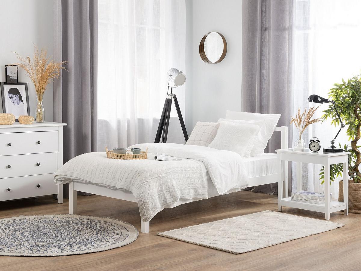 BETT mit Lattenrost 90/200 cm Weiß Vannes - Weiß, Holz (90/200cm) - Beliani