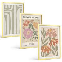 BILDER SET 3er Set - 40x60 cm Goldrahmen - Botanische Motive, Pariser Minimalismus - Goldfarben, Kunststoff (40/60cm) - TULUP