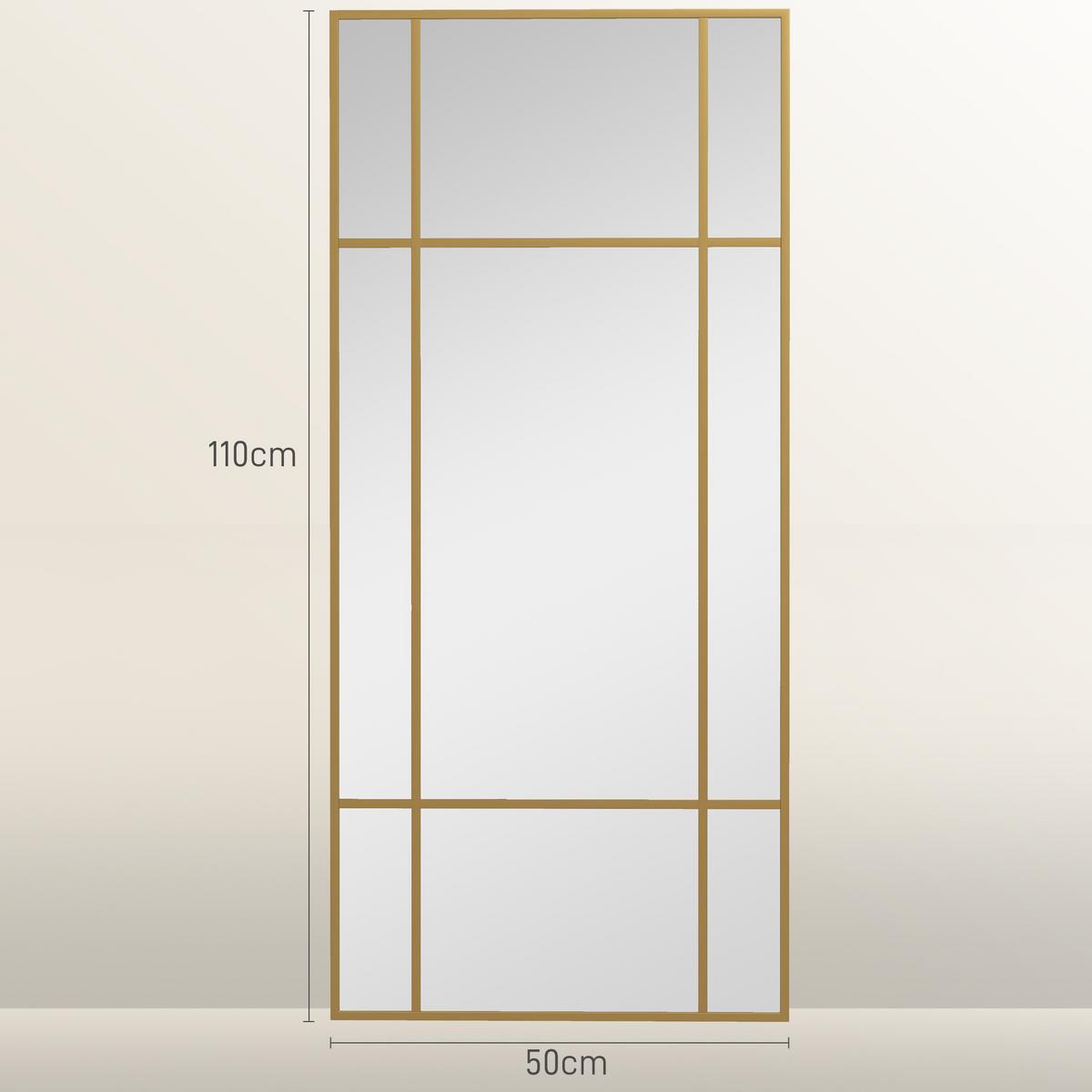 WANDSPIEGEL 110 x 50 cm dekorativer Spiegel mit Metallrahmen für Schlafzimmer - Goldfarben, Glas (2/50/110cm) - HOMCOM