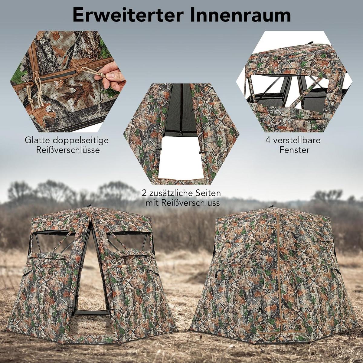 JAGDZELT Camouflage - Multicolor, Textil (211/175/211cm) - COSTWAY