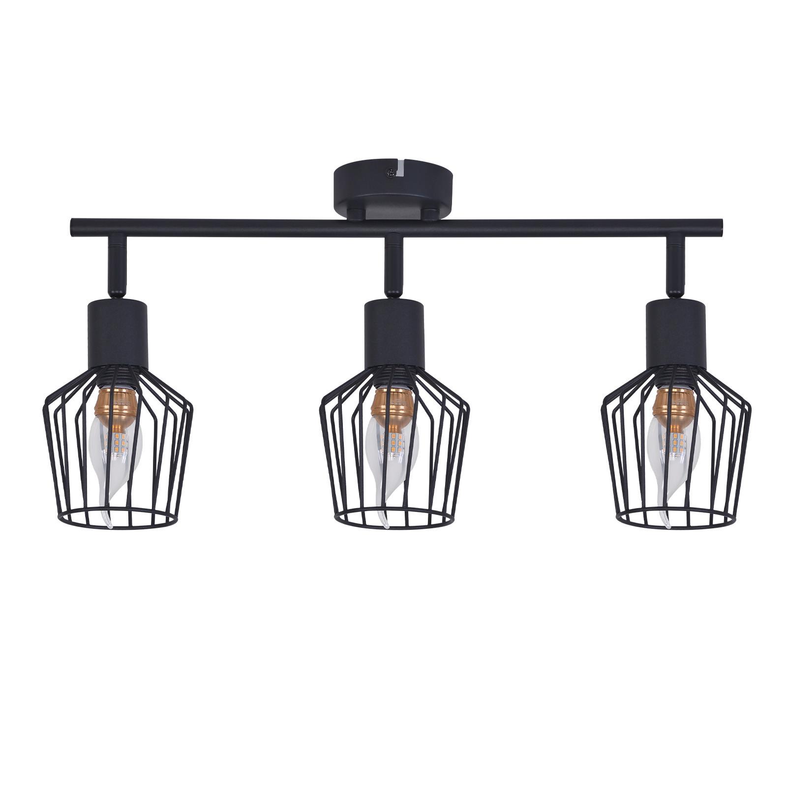 DECKENSTRAHLER Franziska 3-flammig 46/10/10 cm - Schwarz, Metall (46/10/10cm) - Nettlife