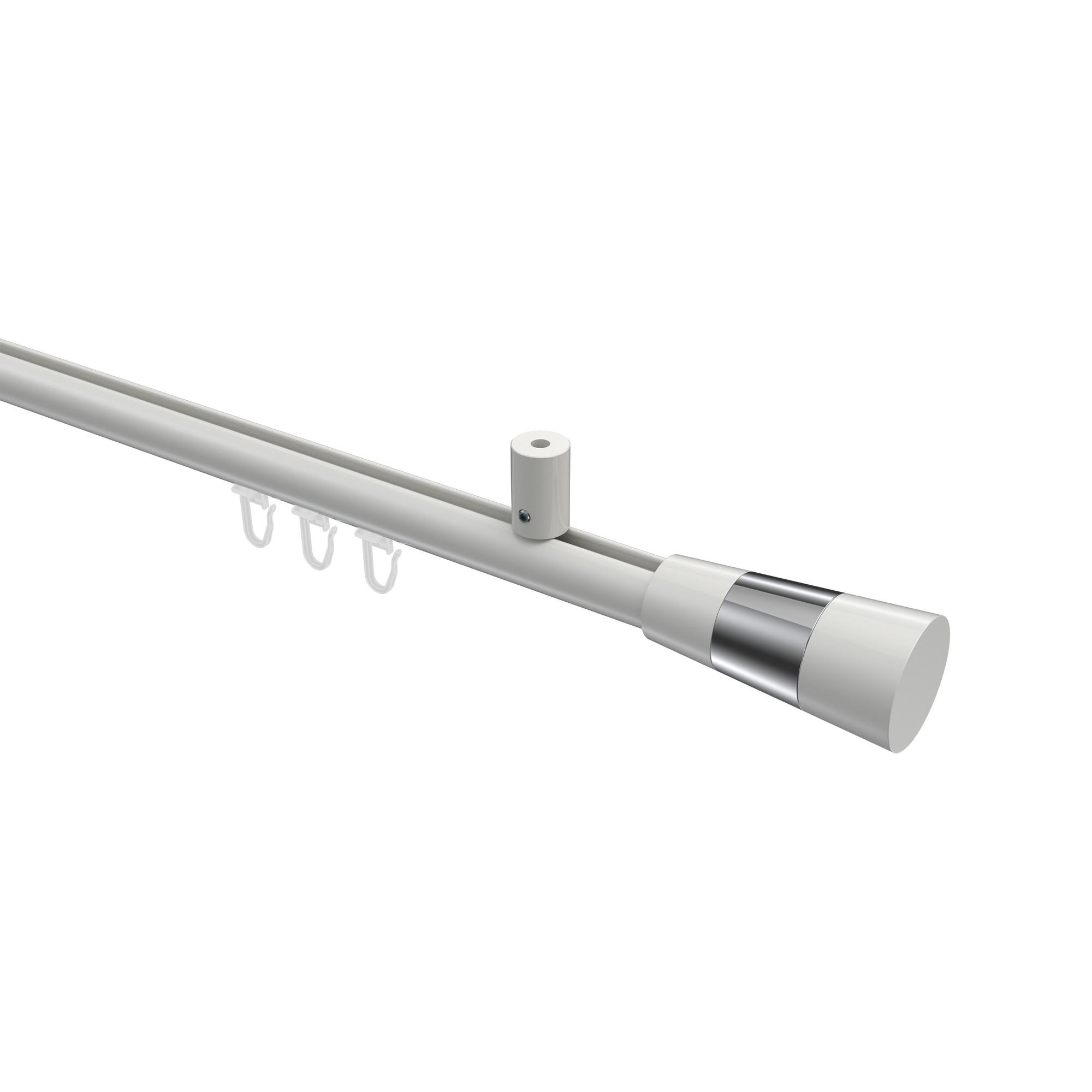 GARDINENSTANGE INNENLAUF Sonius Tanara 140 cm, 1-läufig, 20 mm Ø Weiß - Chromfarben/Weiß, Metall (140cm) - INTERDECO