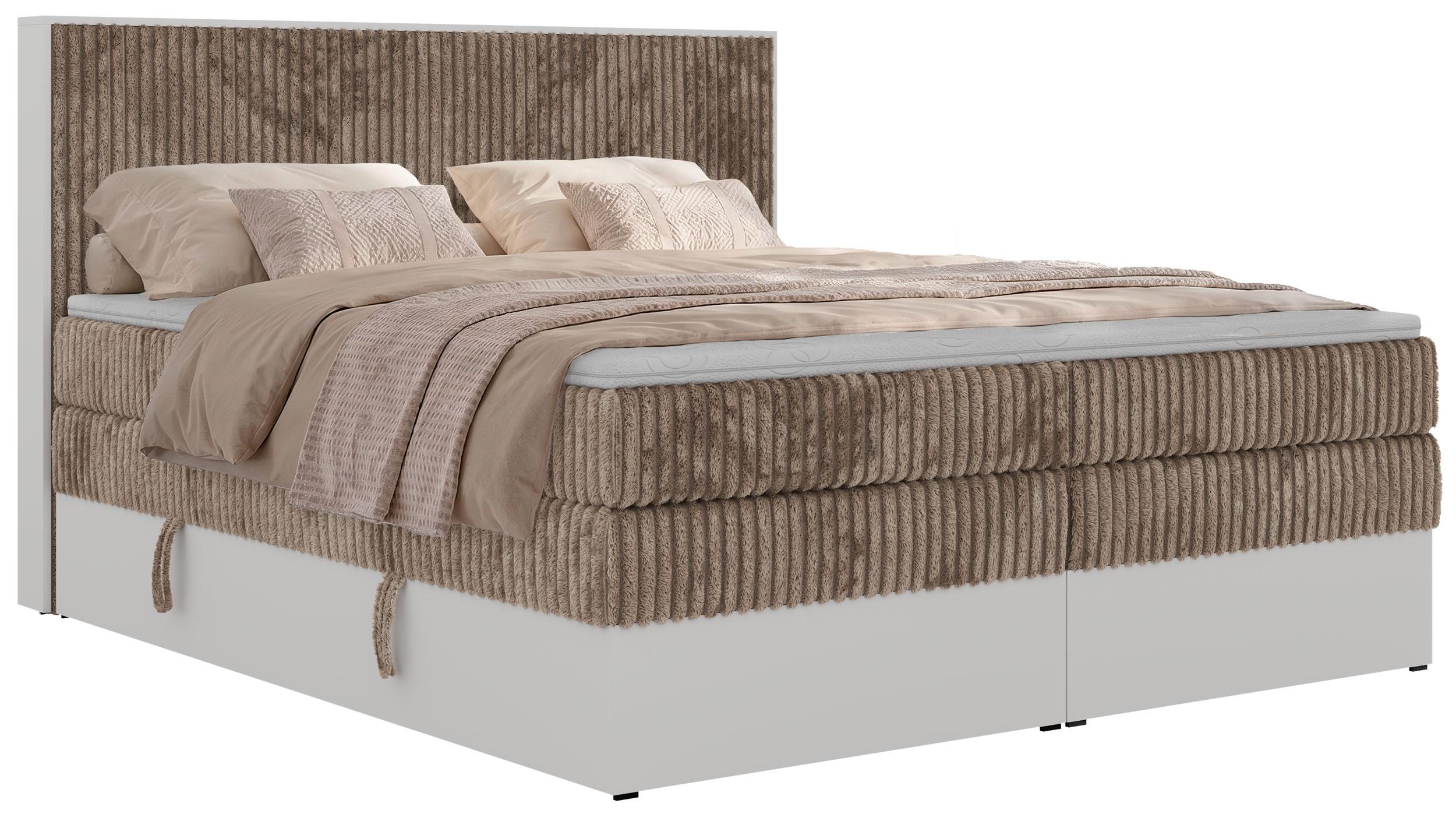 BOXSPRINGBETT TRAVIT KING 200/200 - Braun Cord - Topper T25 - H4 - Schwarz/Braun, Kunststoff/Textil (200/200cm) - MKS
