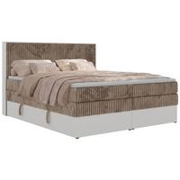 BOXSPRINGBETT TRAVIT KING 200/200 - Braun Cord - Topper Visco - H4 - Schwarz/Braun, Kunststoff/Textil (200/200cm) - MKS