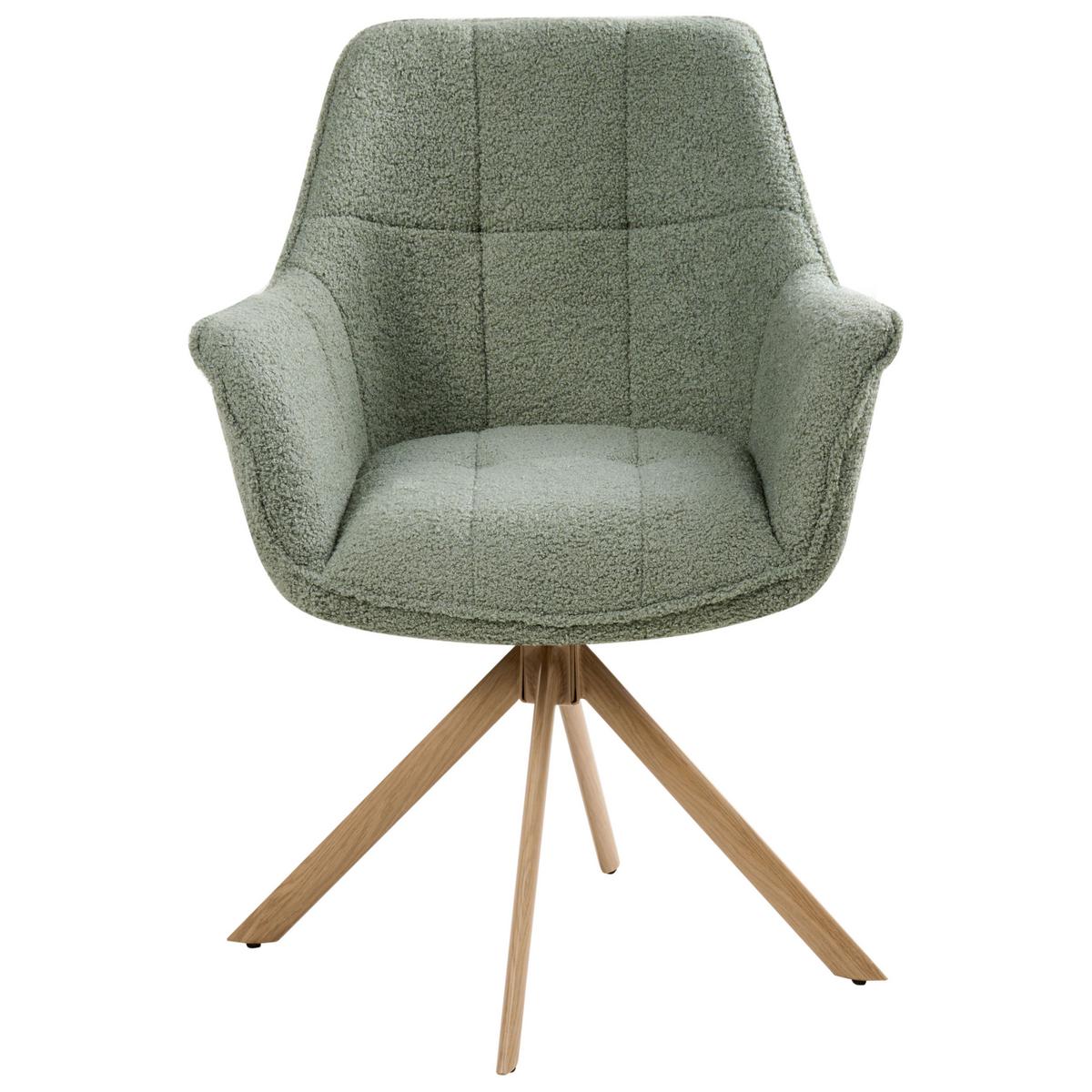 ESSZIMMERSTUHL drehbar Bouclé Hellgrün Hayden - Hellgrün, Textil/Metall (64/85/69cm) - Beliani
