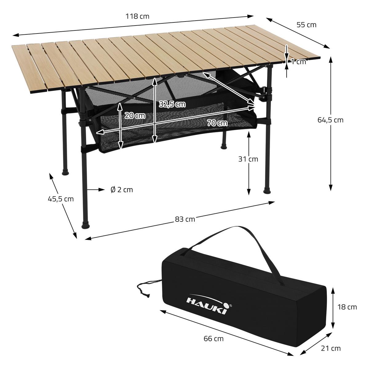 CAMPINGTISCH Beige - Beige, Metall (55/118/64.5cm) - Hauki