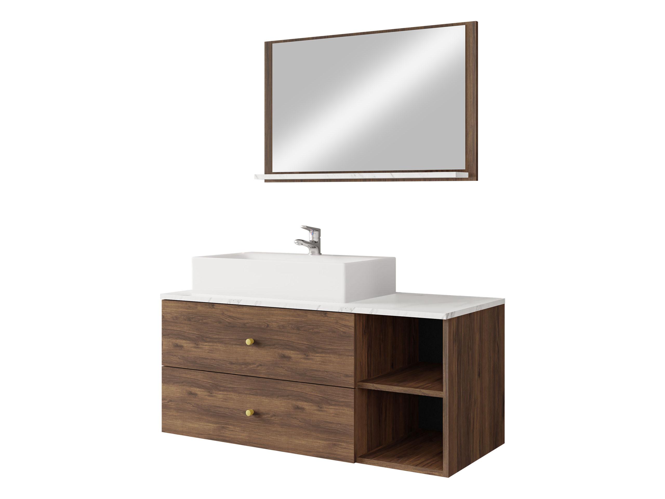 BADMÖBEL-SET Kertos I - Goldfarben/Braun, Holzwerkstoff/Metall (100/57/45cm) - MIRJAN24