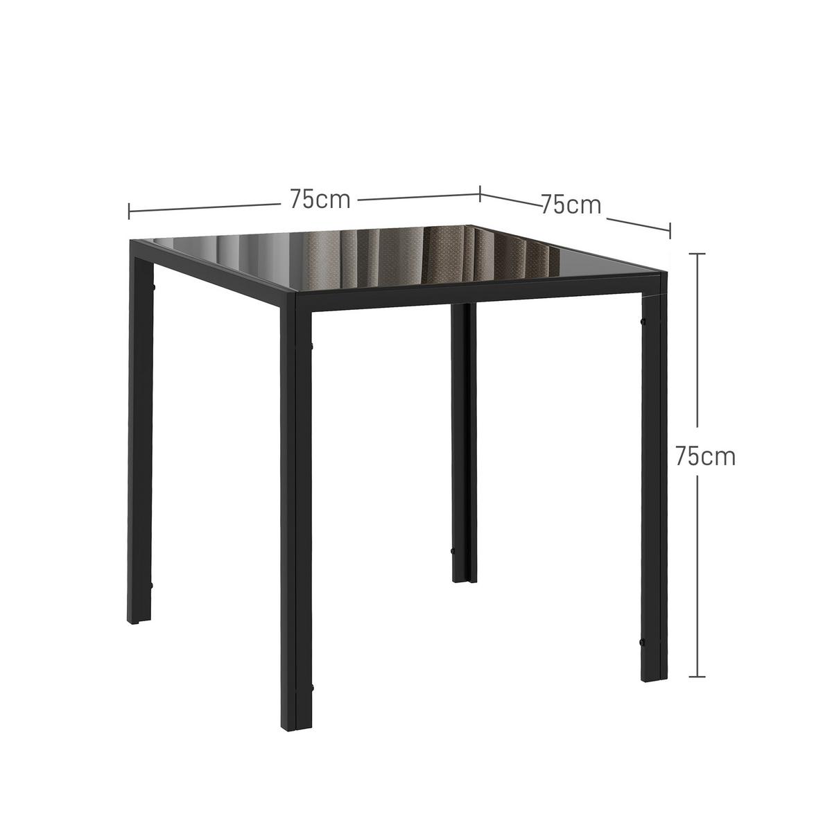 ESSTISCH Esszimmertisch Quadratischer Küchentisch für 4 Personen, Schwarz - Schwarz, Metall (75/75/75cm) - HOMCOM