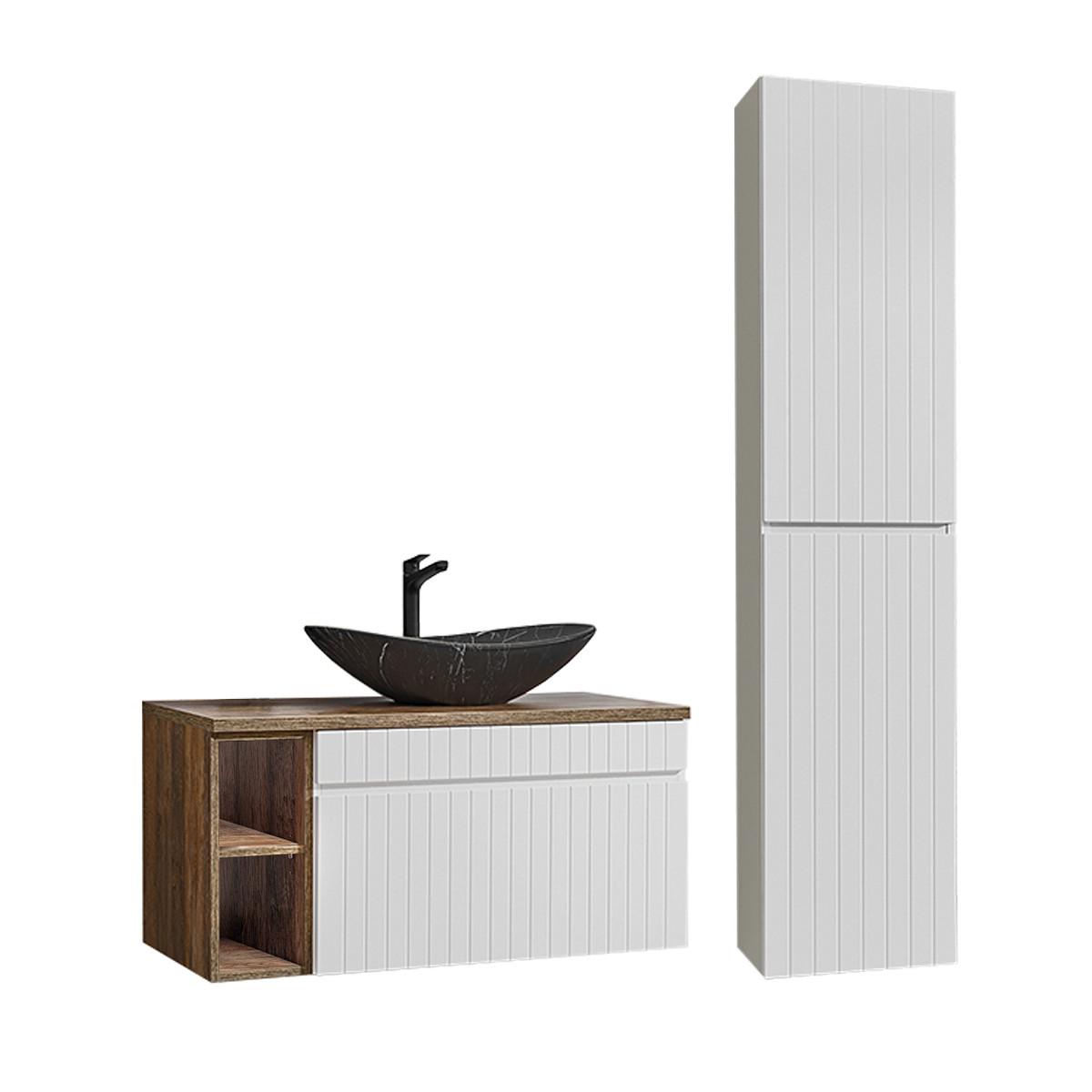 BADMÖBEL 100cm Zelie 2er-Set Weiß - Weiß, Holzwerkstoff (100/48/46cm) - Petits-meubles