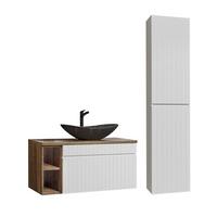 BADMÖBEL 100cm Zelie 2er-Set Weiß - Weiß, Holzwerkstoff (100/48/46cm) - Petits-meubles