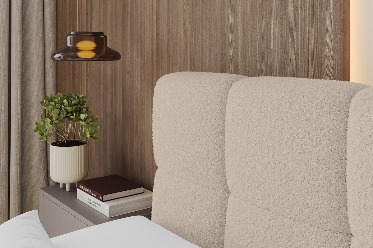 BOXBETT mit Matratze H4 - FAMA-Z - 180x200 cm Dunkelbeige Quelle - Creme, Holzwerkstoff - ALTDECOR