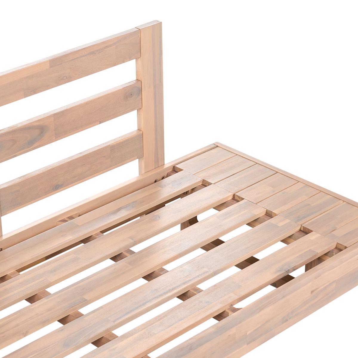 GARTENSOFA 3-Sitzer zertifiziertes Akazienholz Beige Marettimo - Hellbraun/Beige, Holz (230/70/68cm) - Beliani