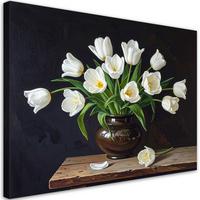 LEINWANDBILD Blumen 100x70cm - Weiß, Textil (100/70cm) - Feeby