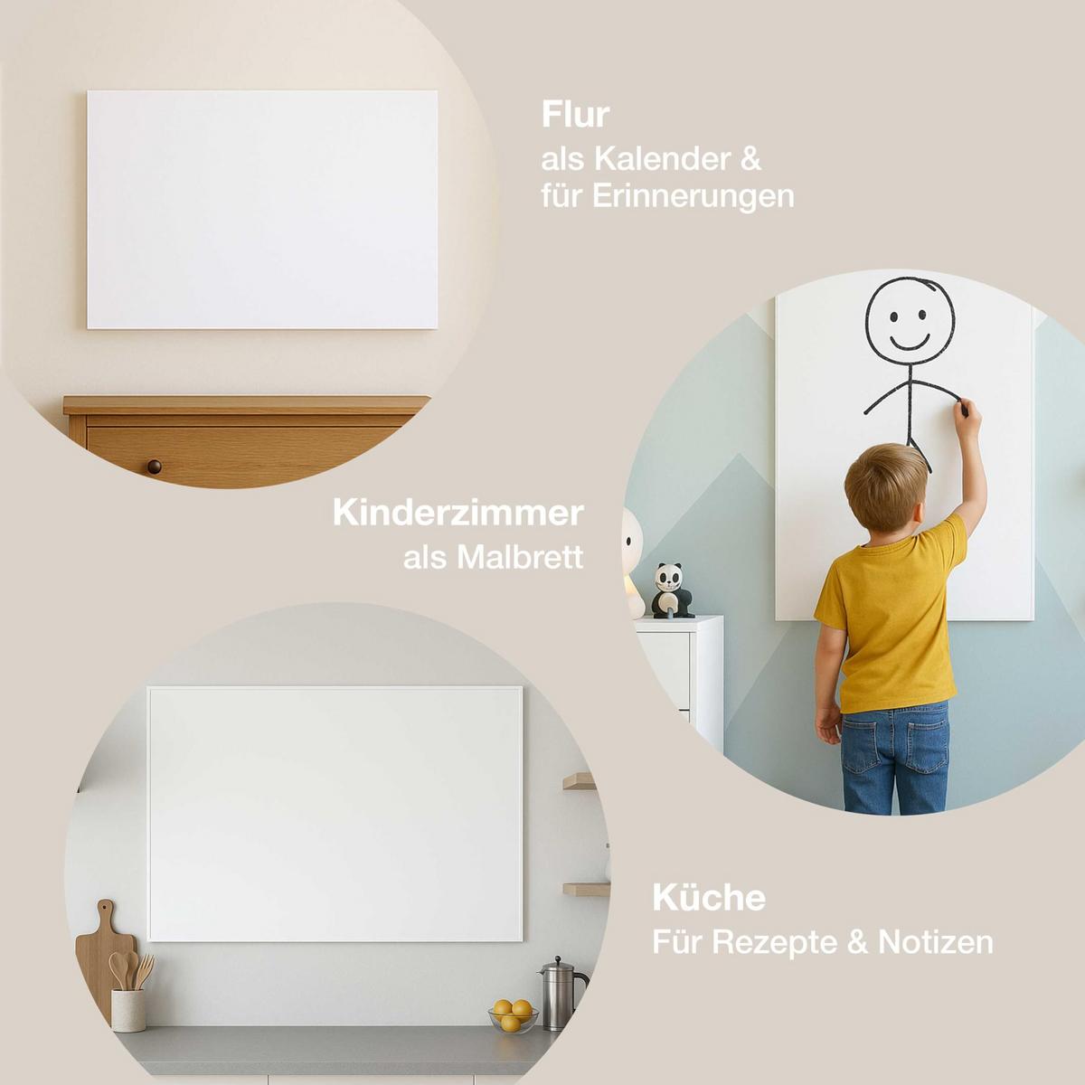WHITEBOARD Glas 60x90 cm hängend - Weiß, Glas (90/60/1cm) - K-Möbel