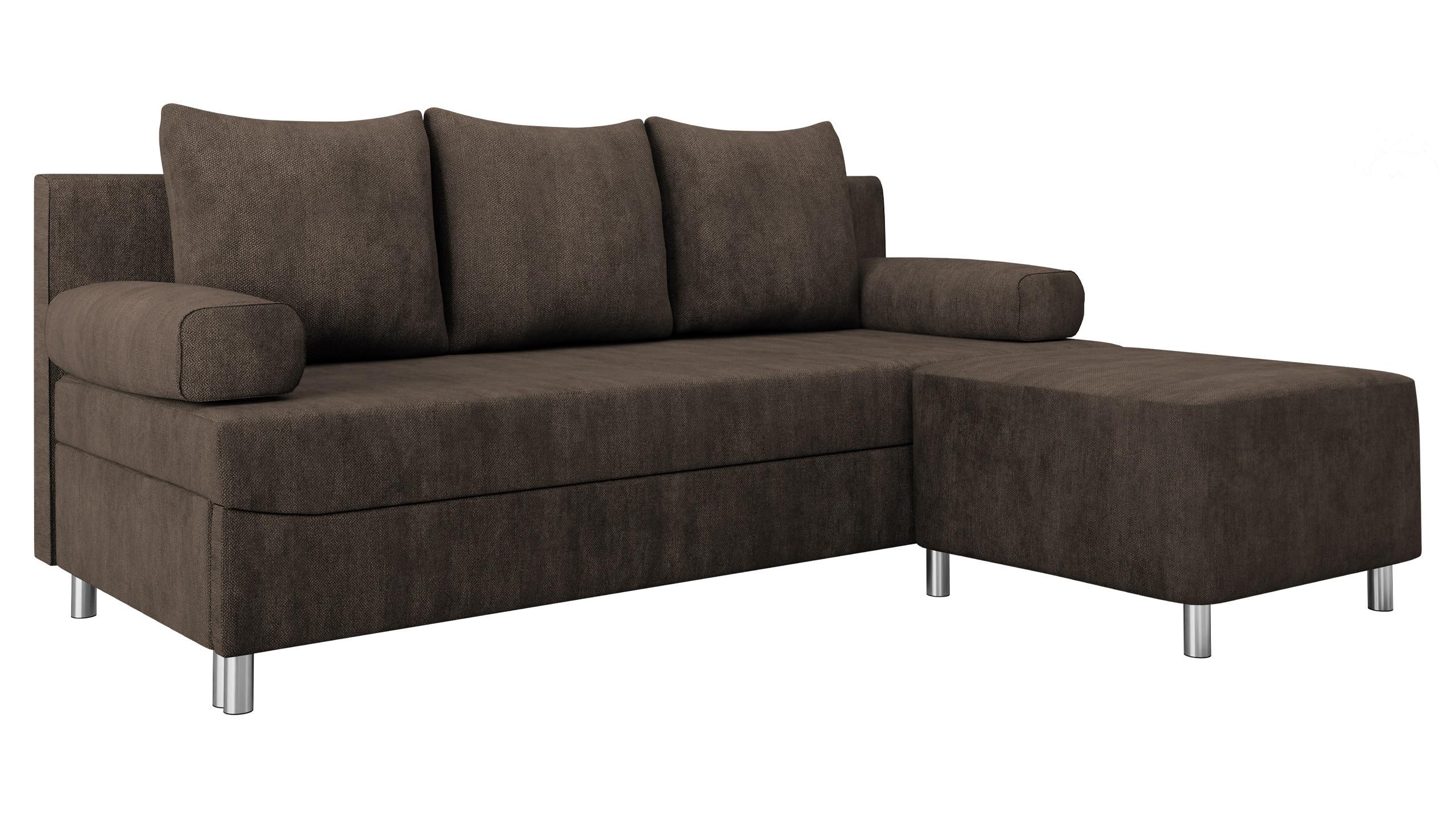 SCHLAFSOFA Dover mit Polsterhocker - Chromfarben/Dunkelbraun, Holz/Kunststoff (192/86/80cm) - MIRJAN24