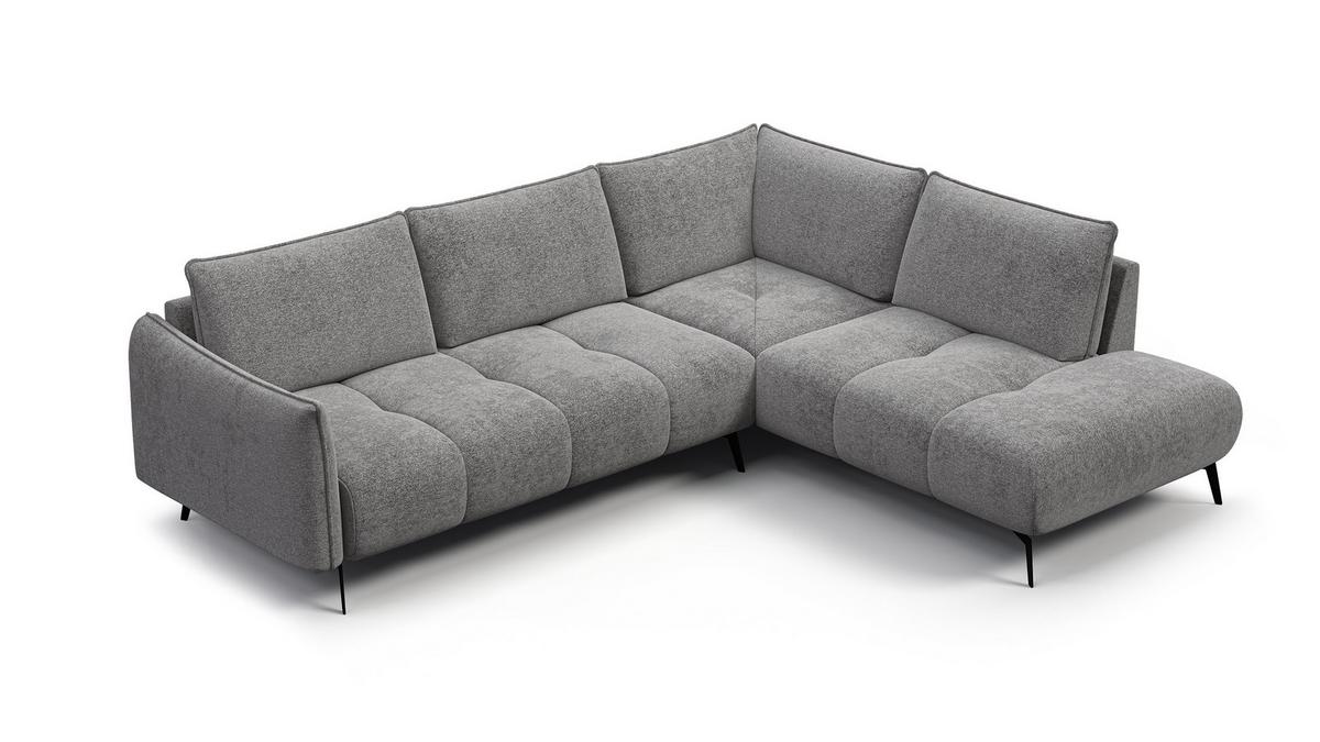 ECKSOFA AERA 5-Sitzer rechts, platingrau - Schwarz/Grau, Holz/Textil (268/206cm) - Wozimo