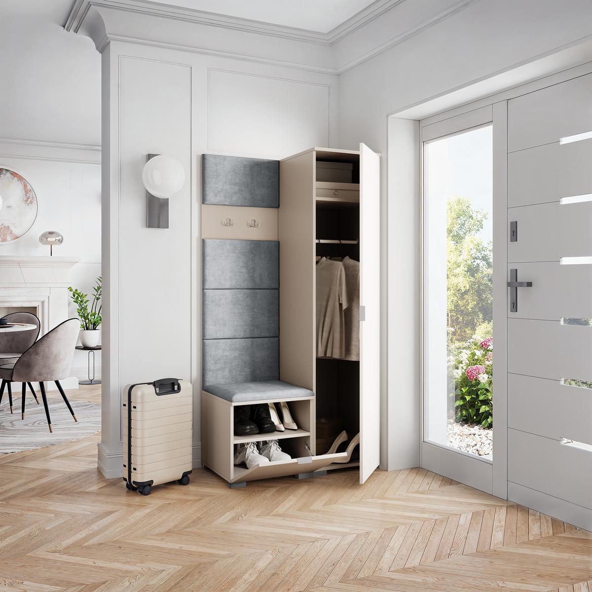 GARDEROBENSCHRANK LORI 95/181/51 cm Modern Kaschmir - Kaschmir/Hellgrau, Holzwerkstoff (95/181/51cm) - MASSENO