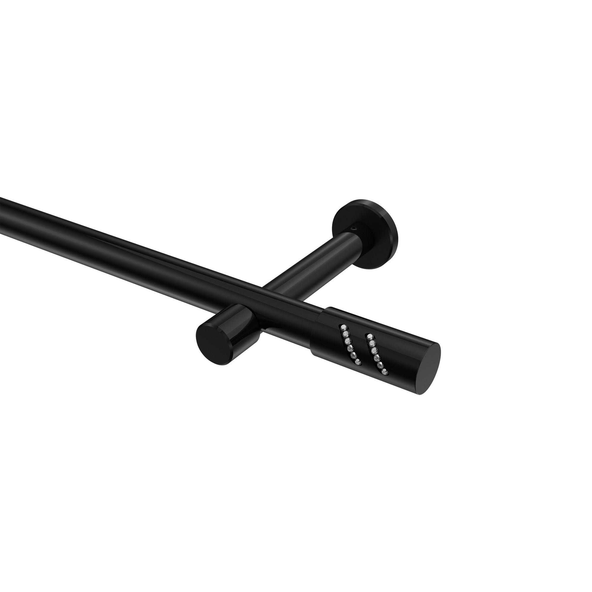 GARDINENSTANGE Prestige Zoena 520 cm (geteilt in 4 x 130 cm), 1-läufig (ohne Ringe), 20 mm Ø Schwarz - Schwarz, Metall (520cm) - INTERDECO