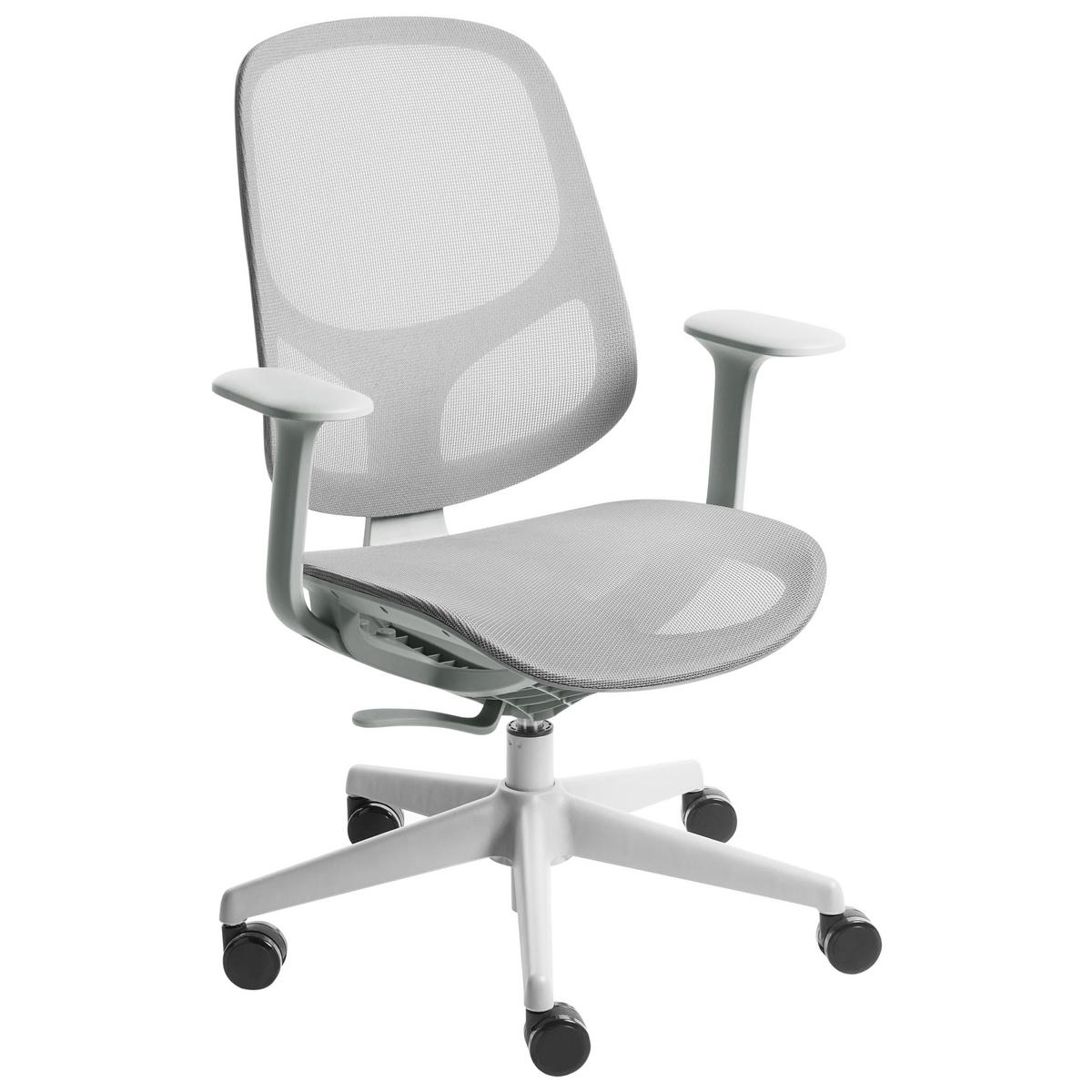 BÜROSTUHL Hellgrau Aeri - Hellgrau, Textil (60/93/60cm) - Beliani