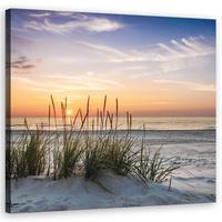 WANDBILD sonne am strand untergehen - Beige, Textil (50/50cm) - Feeby
