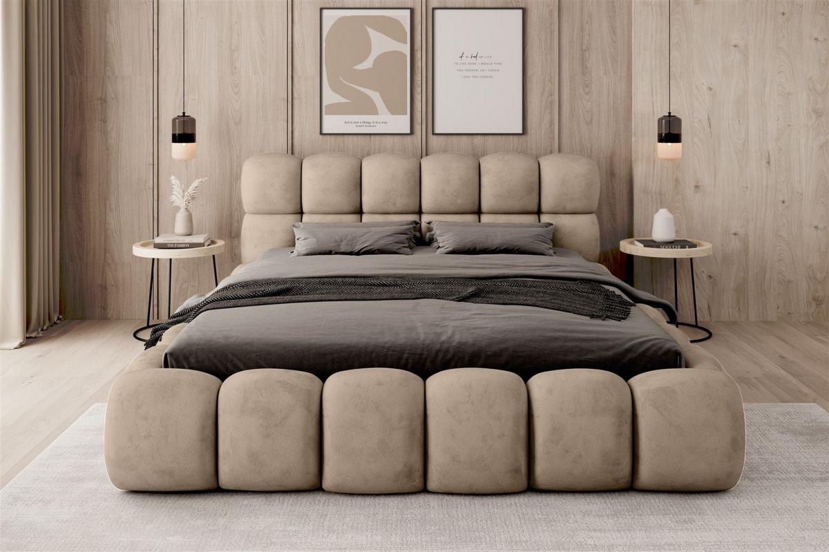 POLSTERBETT Aurelia Komplettset - Beige, Holzwerkstoff/Textil (180/200cm) - Fun Möbel