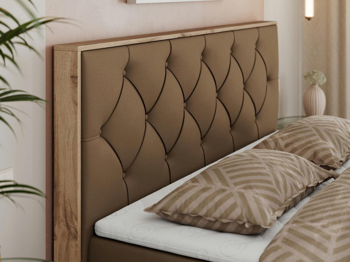 BOXBETT VENETO 140/200 Braun Kunstleder - H3 - Braun, Holz/Textil (140/200cm) - MKS
