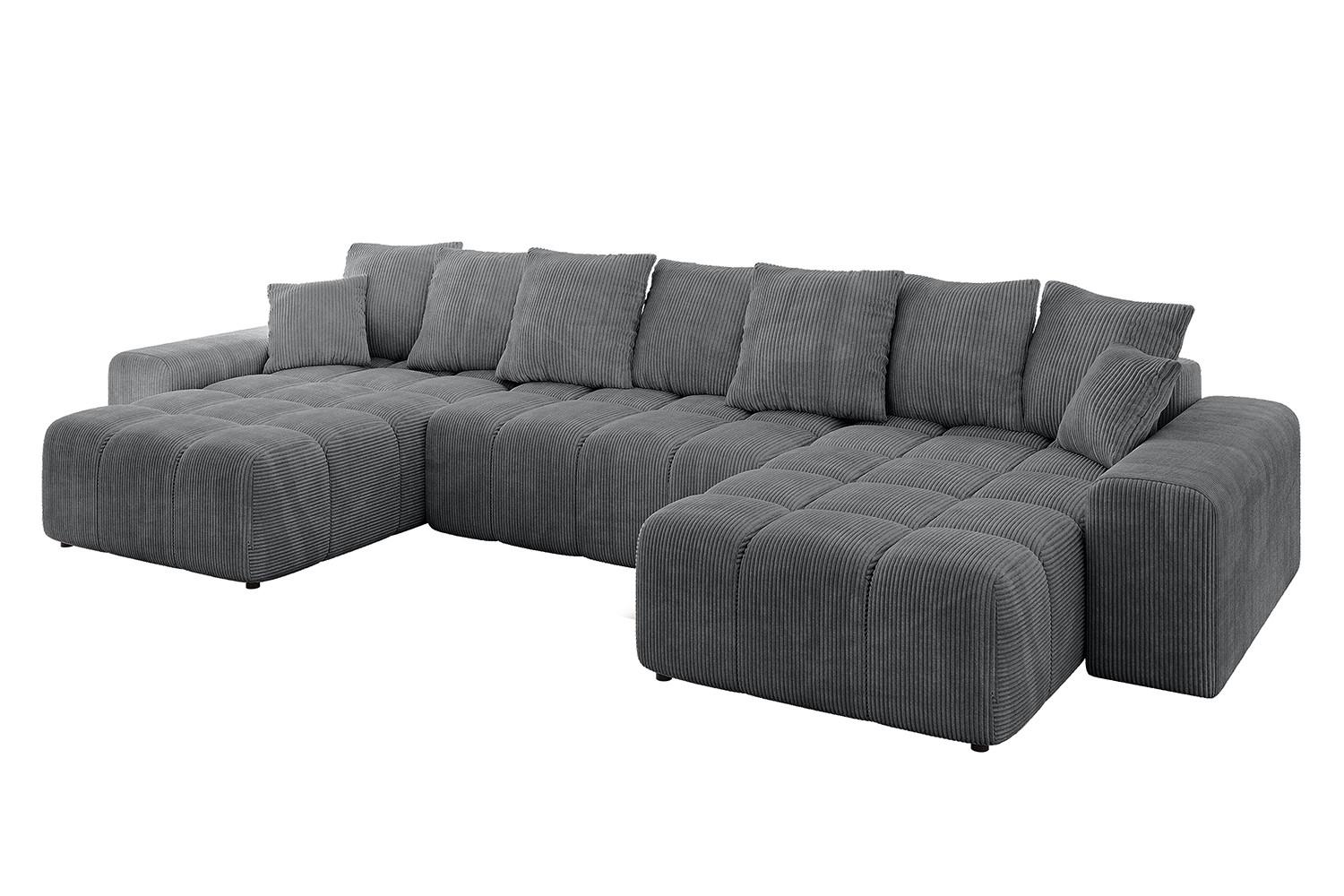 WOHNLANDSCHAFT ENIL-U 401x189x68 Dunkelgrau Cord - Dunkelgrau, Holzwerkstoff/Kunststoff (401/68/189cm) - ALTDECOR