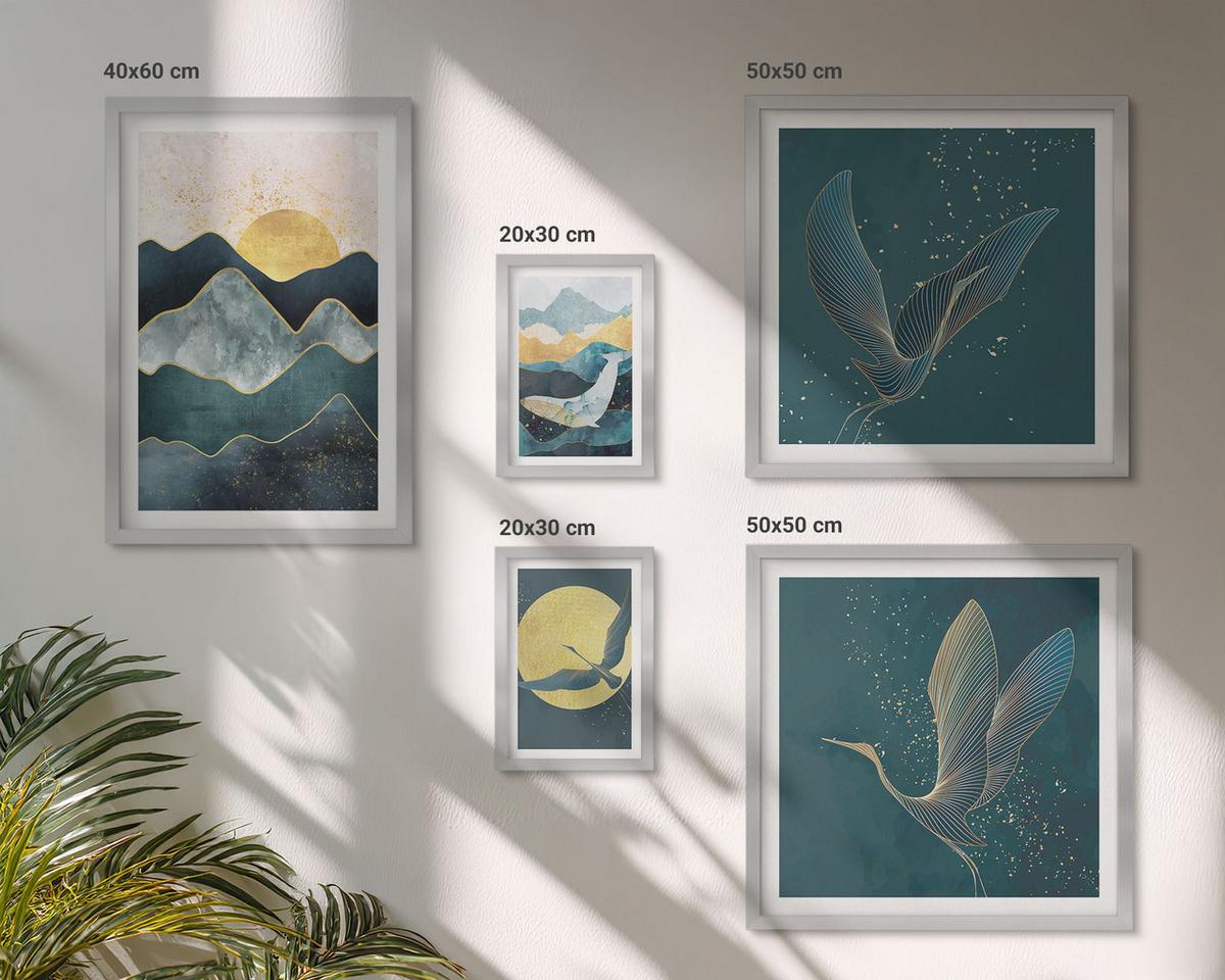 BILDER SET 5er Set - 50x50 cm & 20x30 cm & 40x60 cm Silberner Rahmen - Familie, Liebe, Wärme, Zuhause - Silberfarben, Kunststoff (40/60cm) - TULUP