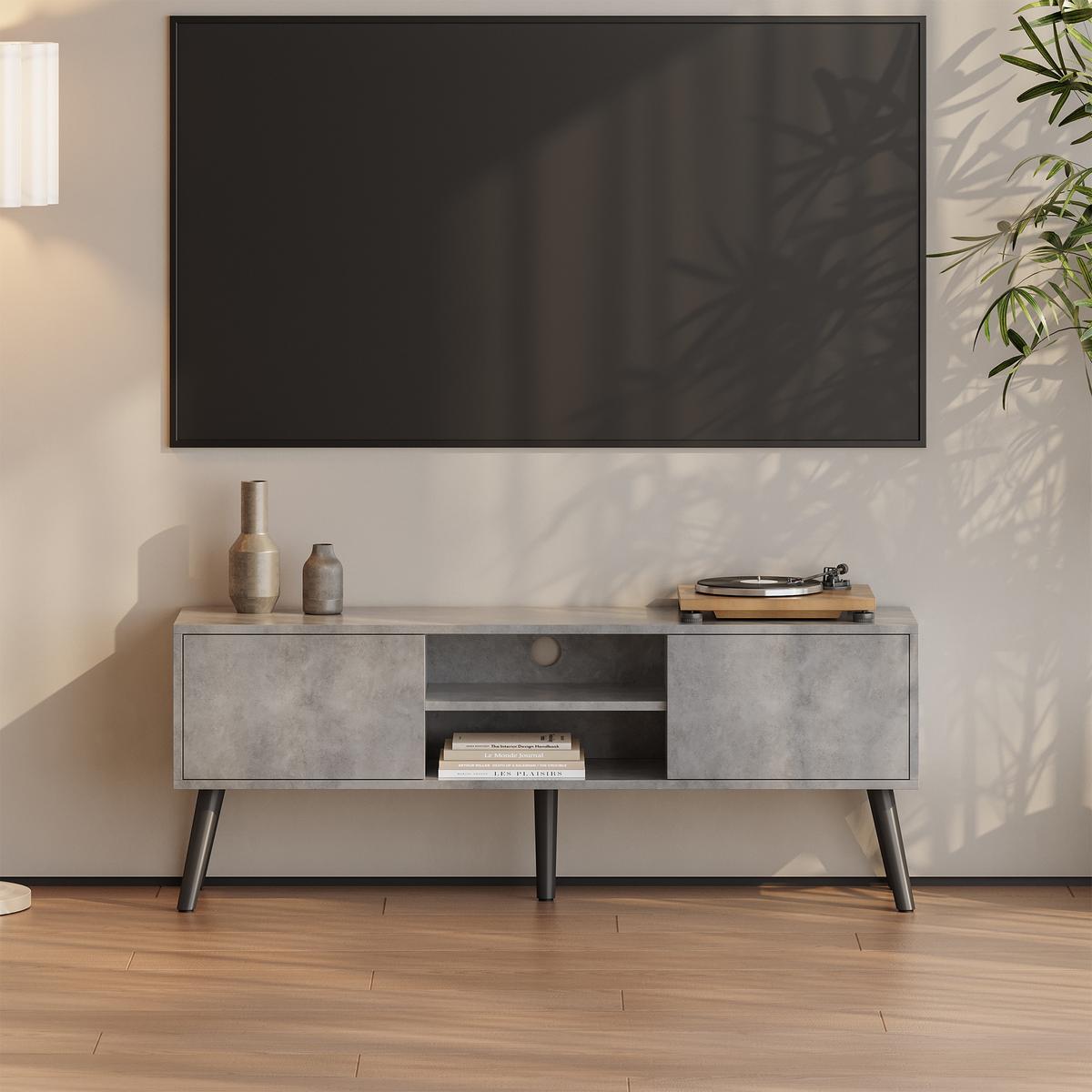 LOWBOARD Eskilstuna - Grau, Holz/Holzwerkstoff (120/46.5/29.5cm) - [en.casa]