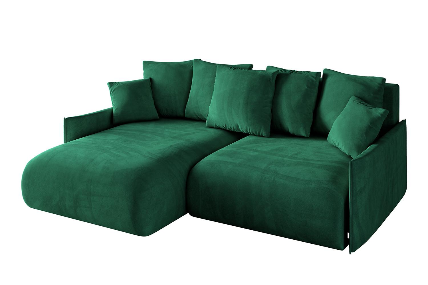 ECKSOFA Ottomane links ONESK-L -v1 216x177x72 Dunkelgrün Velours - Dunkelgrün, Holzwerkstoff/Kunststoff (216/177cm) - ALTDECOR