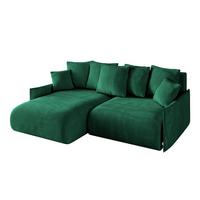 ECKSOFA Ottomane links ONESK-L -v1 216x177x72 Dunkelgrün Velours - Dunkelgrün, Holzwerkstoff/Kunststoff (216/177cm) - ALTDECOR
