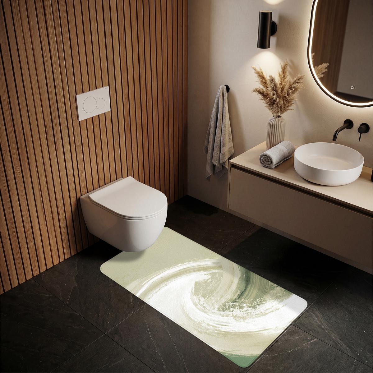 BADEMATTE Abstrakt - Pinselstriche - Wellen - Grün 60x120 cm - Mintgrün, Textil (60/120cm) - OnlyWow