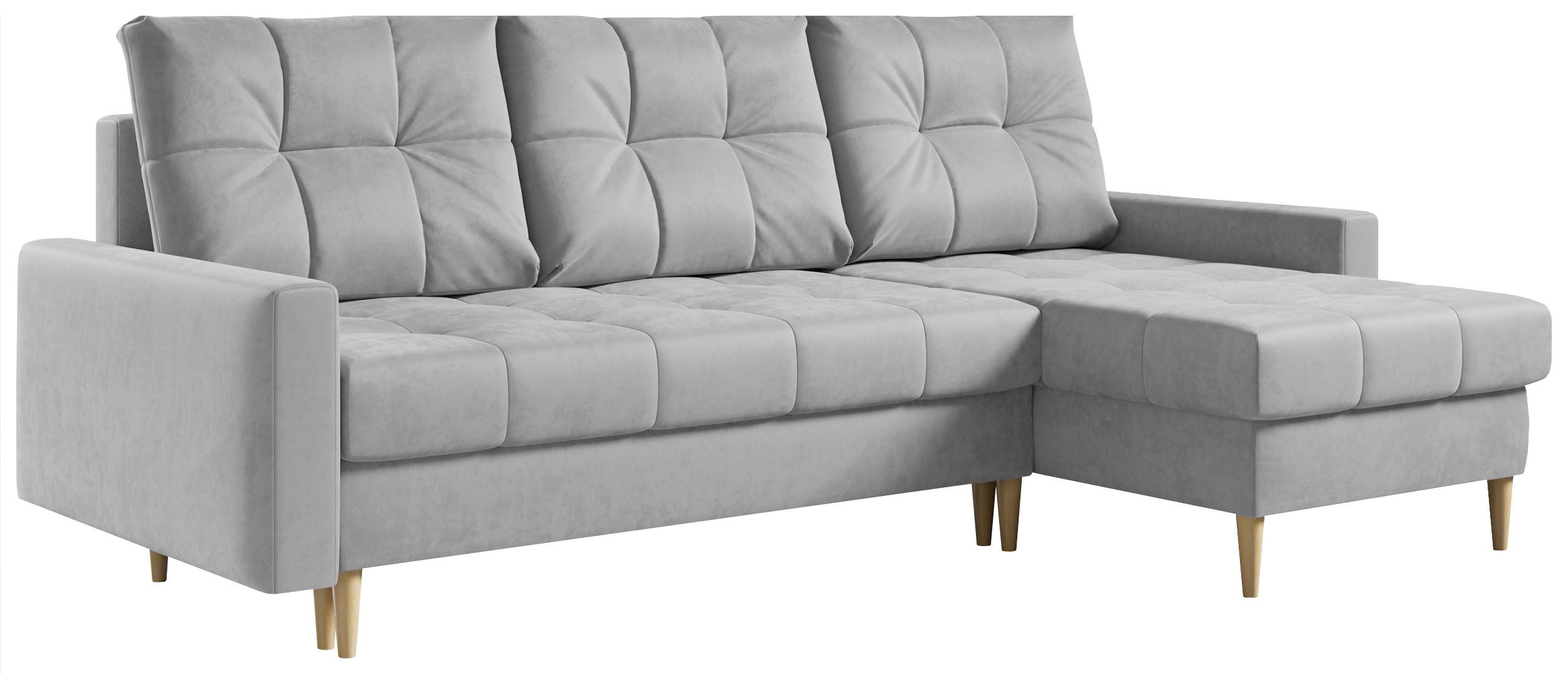 ECKSOFA Astra Hellgrau Velvet - Hellgrau/Braun, Holz/Textil (220/140cm) - MKS