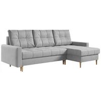 ECKSOFA Astra Hellgrau Velvet - Hellgrau/Braun, Holz/Textil (220/140cm) - MKS