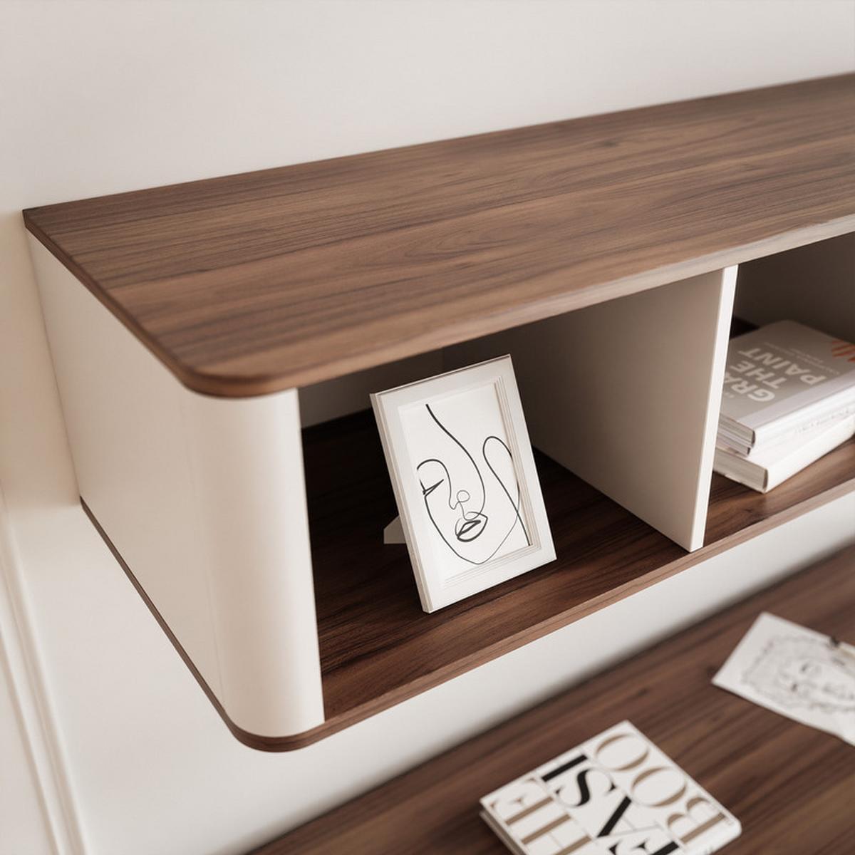 HÄNGEREGAL NAVANI 127/25/30 cm Kaschmir / Nussbaum - Nussbaumfarben, Holzwerkstoff/Metall (127/30/25cm) - Idohome