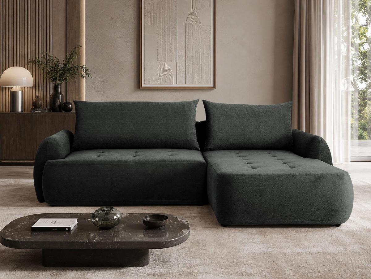 ECKSCHLAFSOFA Bueno II, Seite: Rechts - Dunkelgrau/Schwarz, Holz/Textil (280/185cm) - MIRJAN24