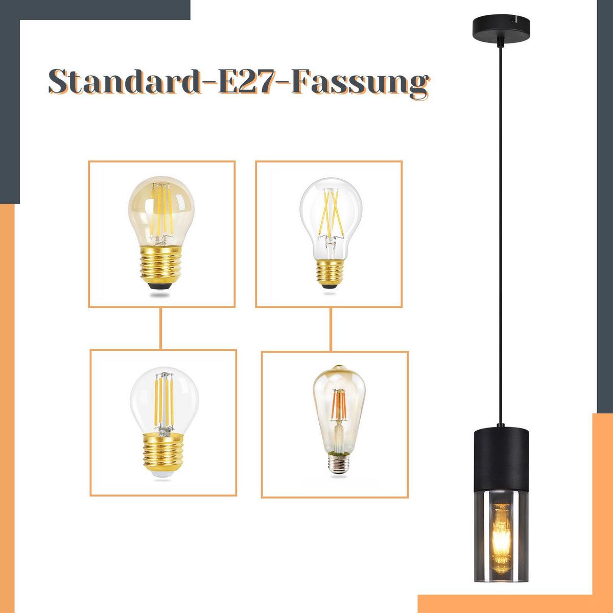 PENDELLEUCHTE Elmar 1-flammig 10/10/150 cm - Schwarz, Metall (10/10/150cm) - Nettlife