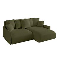 ECKSOFA Ottomane rechts ONESK-L -v1 216x177x72 Grün Bouclé - Olivgrün, Holzwerkstoff/Kunststoff (177/216cm) - ALTDECOR